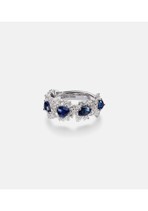 Suzanne Kalan 18kt white gold ring with sapphires and diamonds