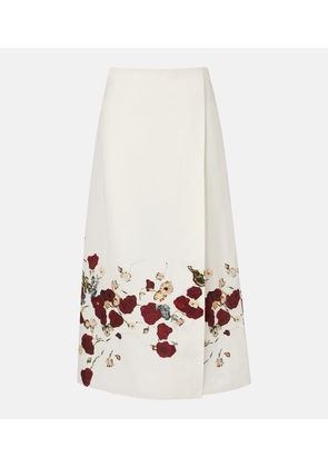 Khaite Demi floral silk and cotton midi skirt