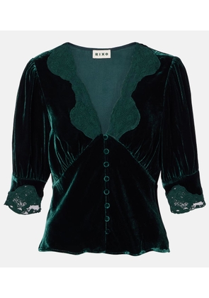 Rixo Amanda lace-trimmed velvet top