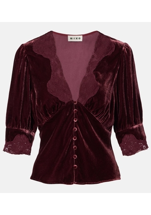 Rixo Amanda lace-trimmed velvet top