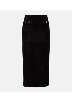 Rixo Edwina high-rise suede midi skirt