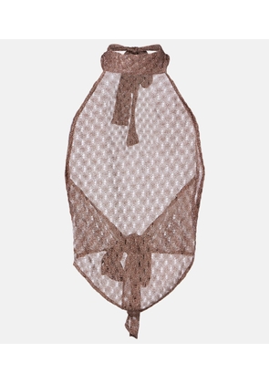 Missoni Open-knit lame halterneck top