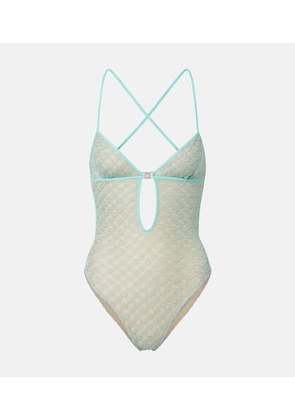Missoni Open-knit lame swimsuit