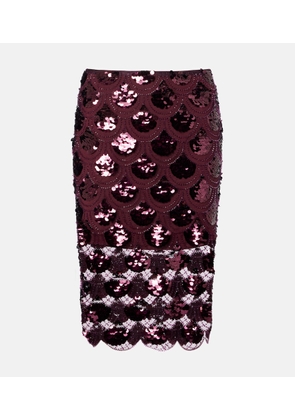 Rotate Embellished mesh midi skirt