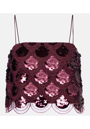 Rotate Embellished mesh crop top