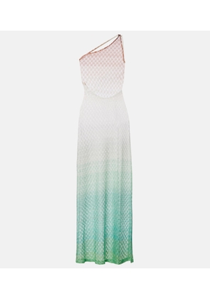 Missoni Open-knit one-shoulder lame beach cover-up