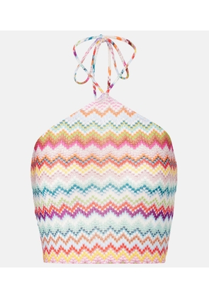 Missoni Zig Zag halterneck lame crop top