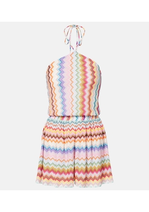 Missoni Zigzag halterneck lame romper