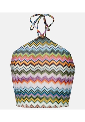 Missoni Zig Zag halterneck lame crop top