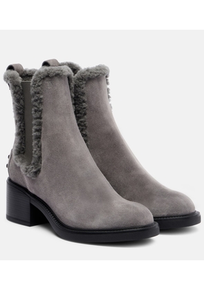 Tod's 60 shearling-trimmed suede ankle boots