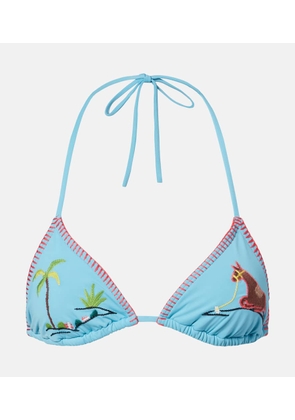 Staud Lido embroidered bikini top