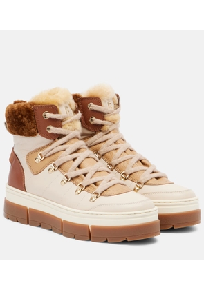 Bogner Vaduz shearling-trimmed leather ankle boots