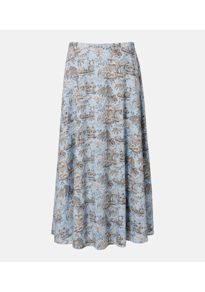 Staud Floral cotton midi skirt