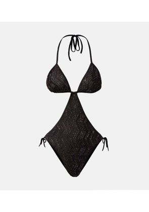 Missoni Wave halterneck lame swimsuit
