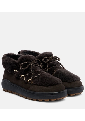 Bogner Chamonix shearling-trimmed suede ankle boots