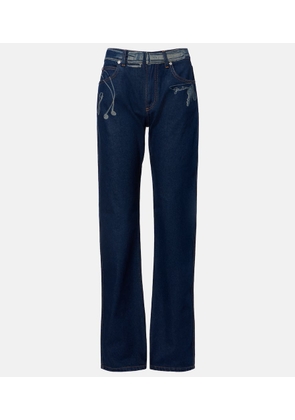 Jean Paul Gaultier Printed mid-rise wide-leg jeans