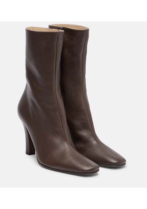 The Row Mona leather ankle boots