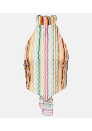 Missoni Striped halterneck cotton and silk top
