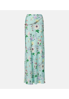 Rabanne Chain-detail floral satin maxi skirt