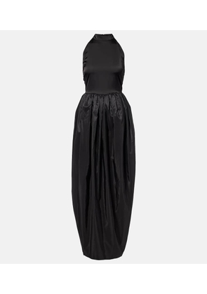 Rotate Gathered satin taffeta maxi dress