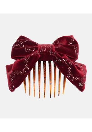 Gucci GG embellished cotton velvet hair comb