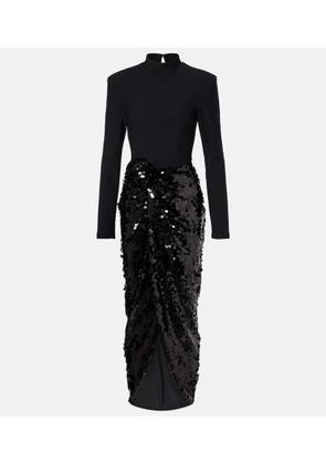 Rotate Gathered sequined maxi dress