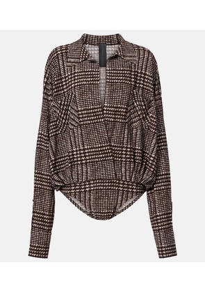 Norma Kamali Prince of Wales check bodysuit