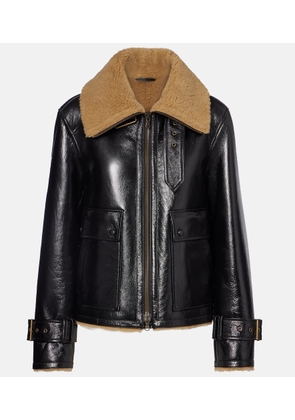 Veronica Beard Danika shearling-lined leather jacket