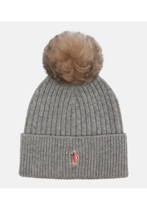 Moncler Shearling-trimmed cashmere beanie