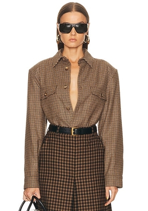 Saint Laurent Long Sleeve Shirt in Beige  Marron  & Noir - Brown. Size S (also in ).