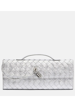 Bottega Veneta Andiamo Intrecciato metallic leather clutch