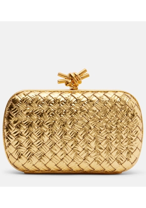 Bottega Veneta Knot Intreccio metallic leather clutch