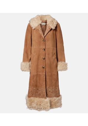 Rixo Cienna embroidered suede coat