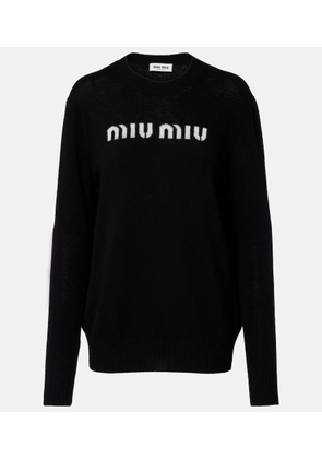 Miu Miu Logo wool and cashmere sweater
