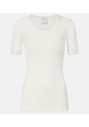 Calvin Klein Collection Ribbed-knit cotton-blend top