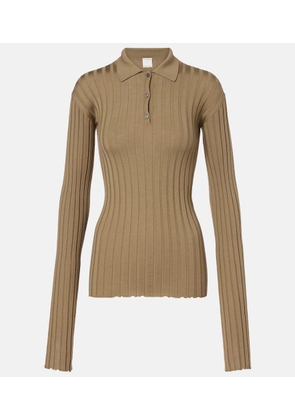 Calvin Klein Collection Ribbed-knit wool polo shirt