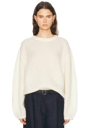 Toteme Mohair Blend Rib Knit Sweater in Ecru - Ivory. Size L (also in M, S, XS).