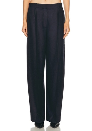 Toteme Wide Flannel Trouser in Navy - Navy. Size 38 (also in ).