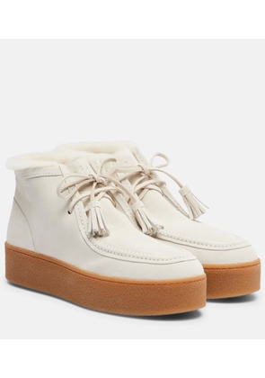 Hogan Shearling-trimmed suede ankle boots