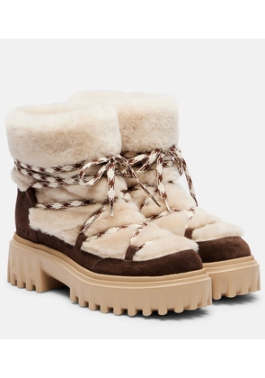 Hogan Suede and shearling lace-up boots