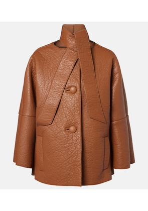 Prada Scarf-detail leather jacket