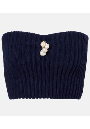 Prada Embellished wool and cashmere crop top