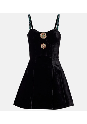 Balmain Embellished velvet minidress