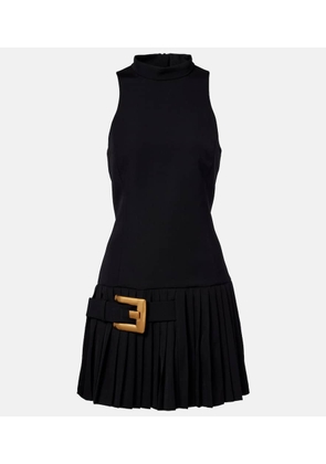 Balmain Pleated virgin wool minidress