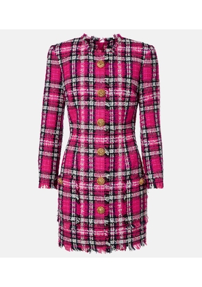 Balmain Plaid cotton and wool-blend minidress