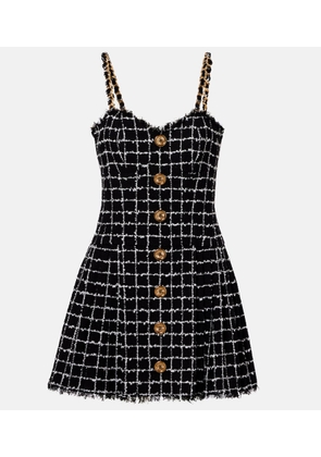 Balmain Chain-detail checked tweed minidress