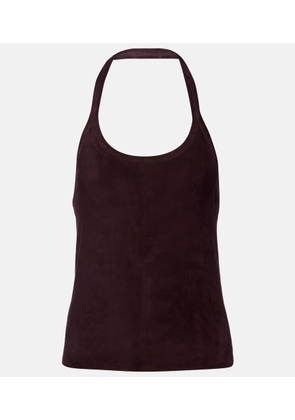 Stouls Cherry halterneck suede top