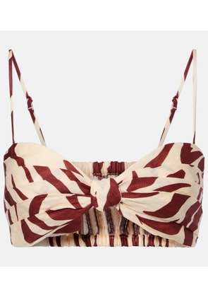 Johanna Ortiz Pleated printed linen bra top