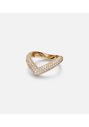 Engelbert Drop Link Medium 18kt gold ring with diamonds