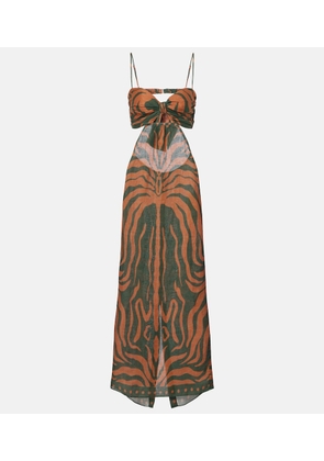 Johanna Ortiz Printed cutout linen maxi dress